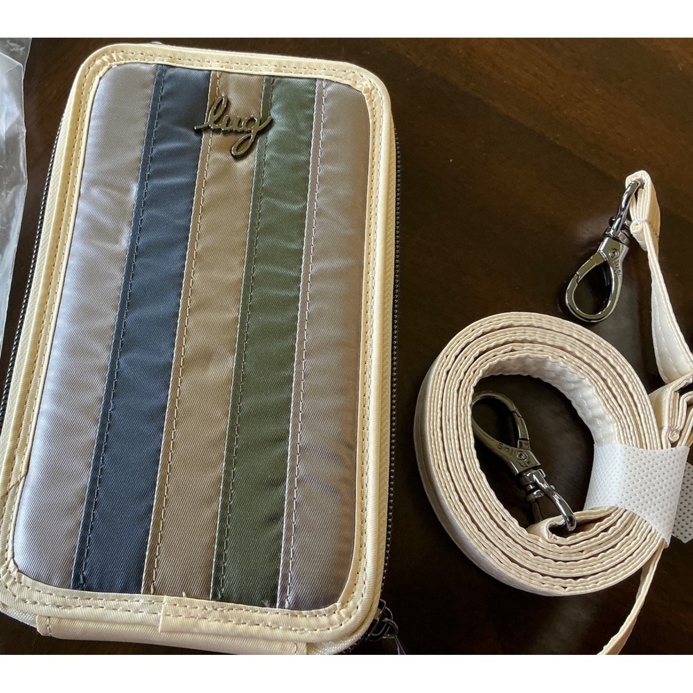 Lug‎ Pike Metallic Crossbody Wallet RFID Clear Window Cream Gold OS NWT